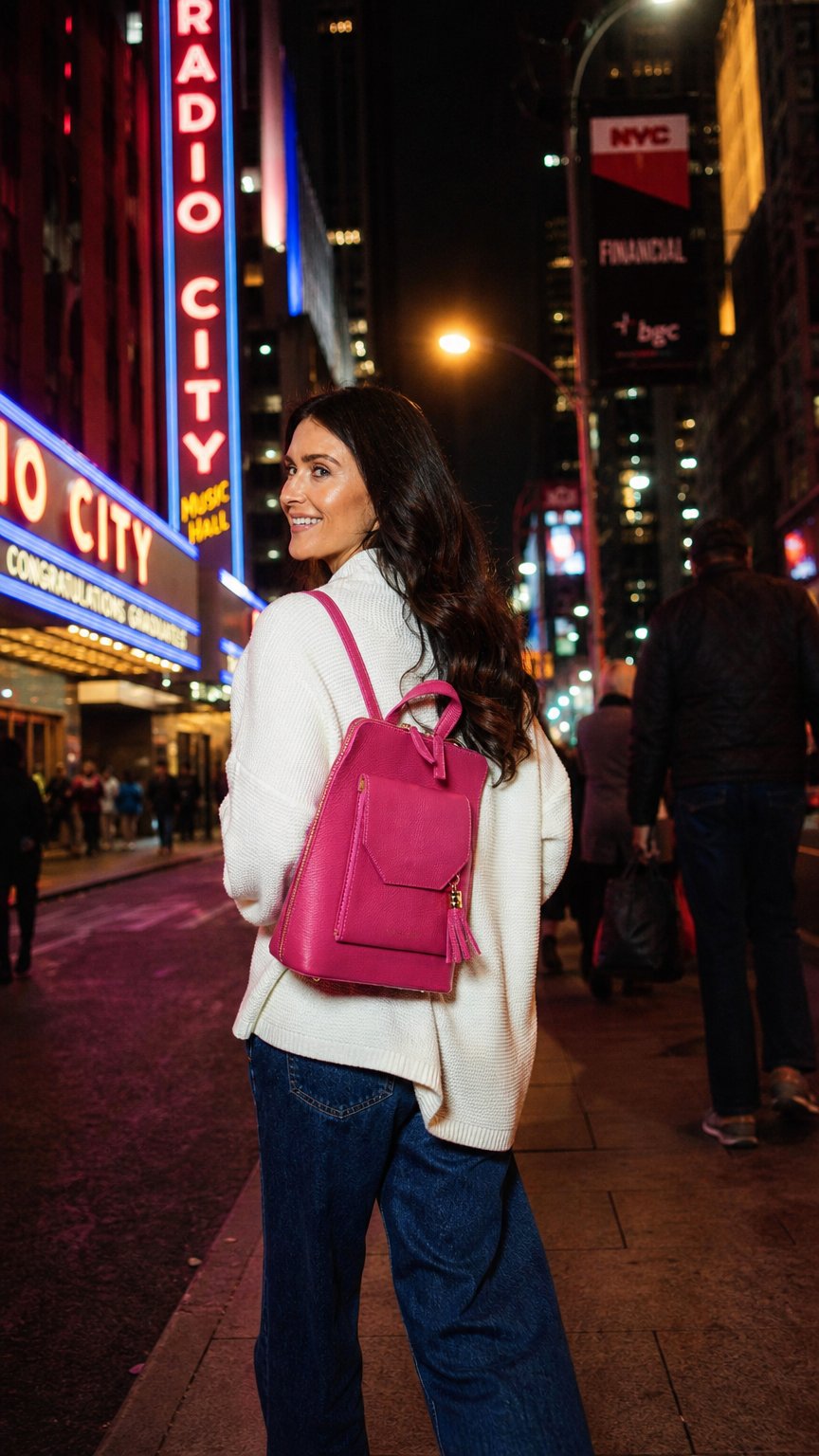 AI product shot of Verso Backpack/Crossbody Cerise