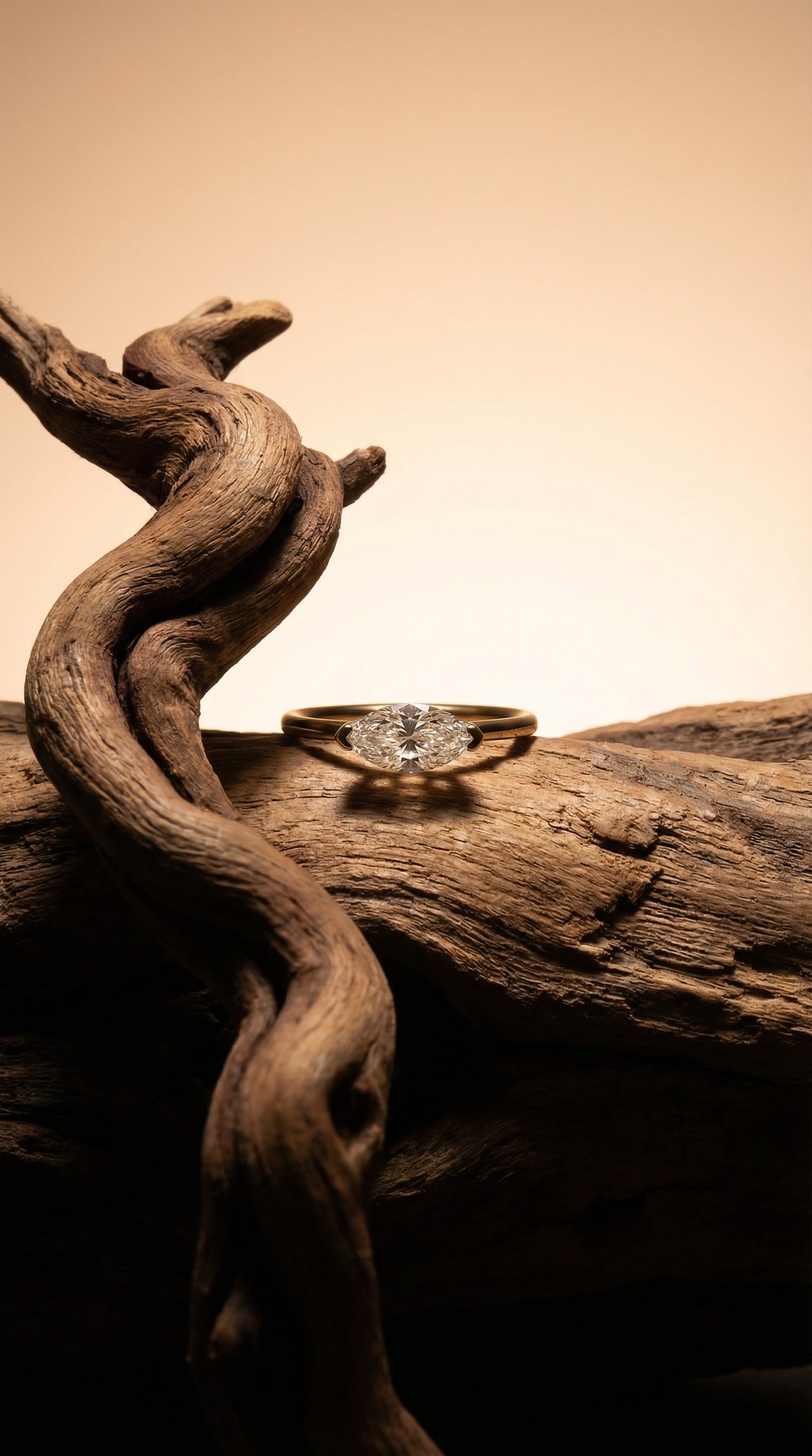 AI product shot of Adama Marquise Ring Solitaire Diamond Solid Gold