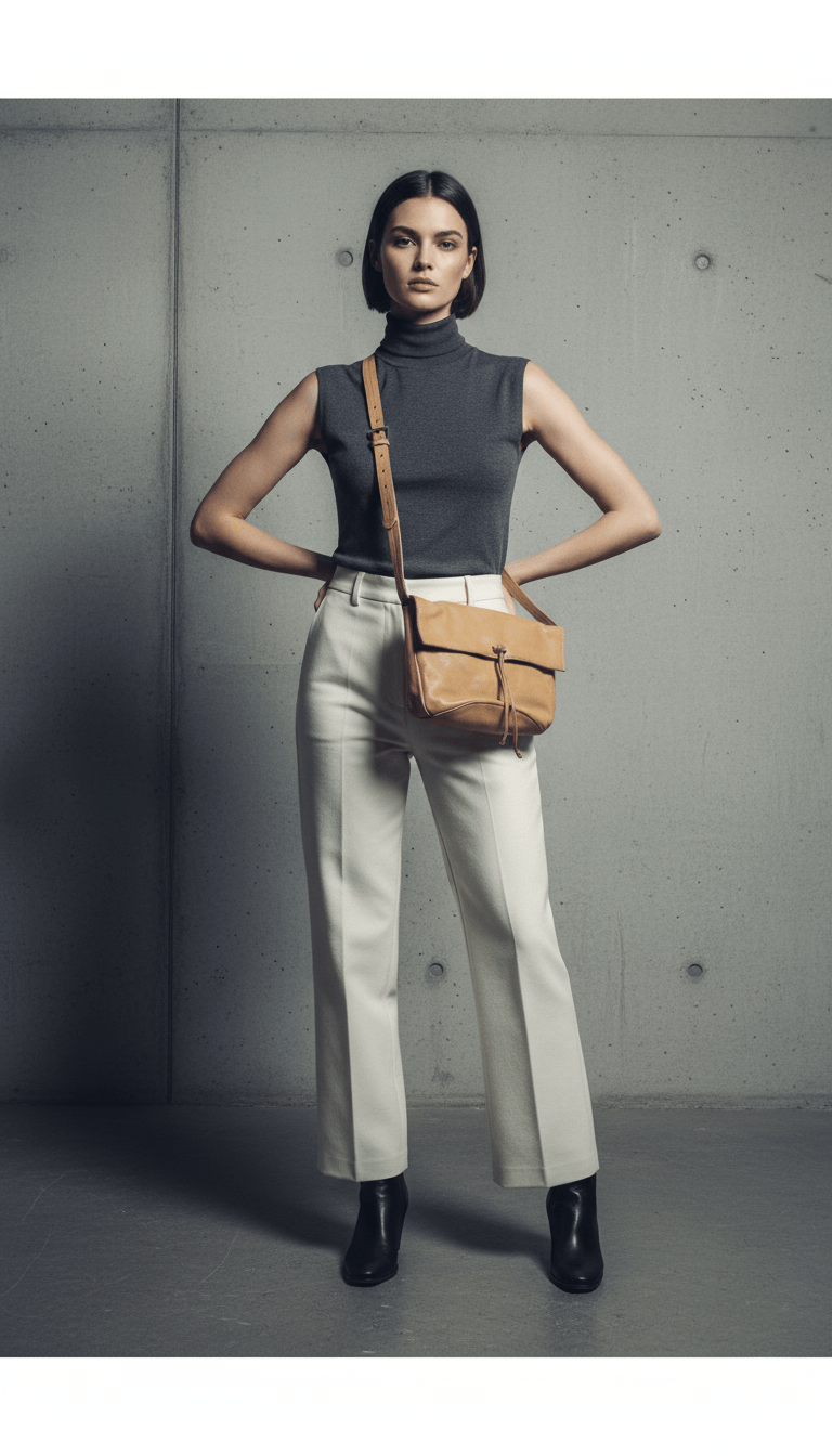 AI product shot of Lucky Brand Tan Leather Crossbody Bag
