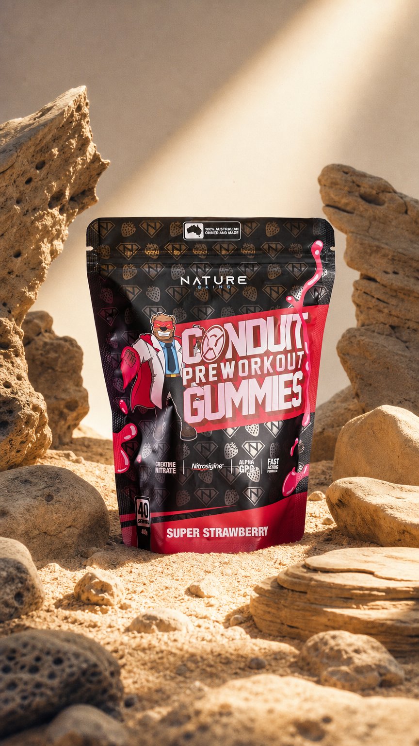 AI product shot of Conduit Pre-Workout Gummies