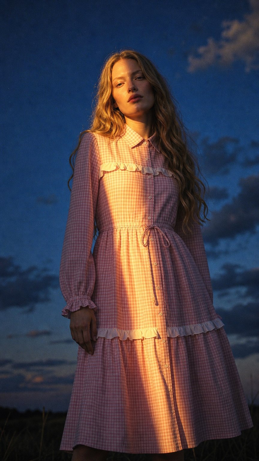 AI product shot of Flora Maxi Dress in Pink Gingham - PRE ORDER
