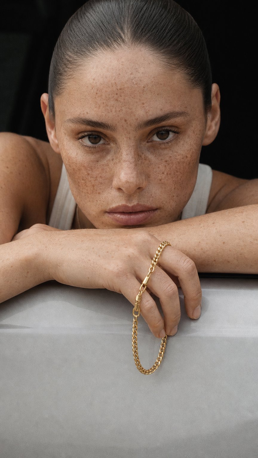 AI product shot of 6mm Gold Plated Double Sided Snake Skin Bracelet