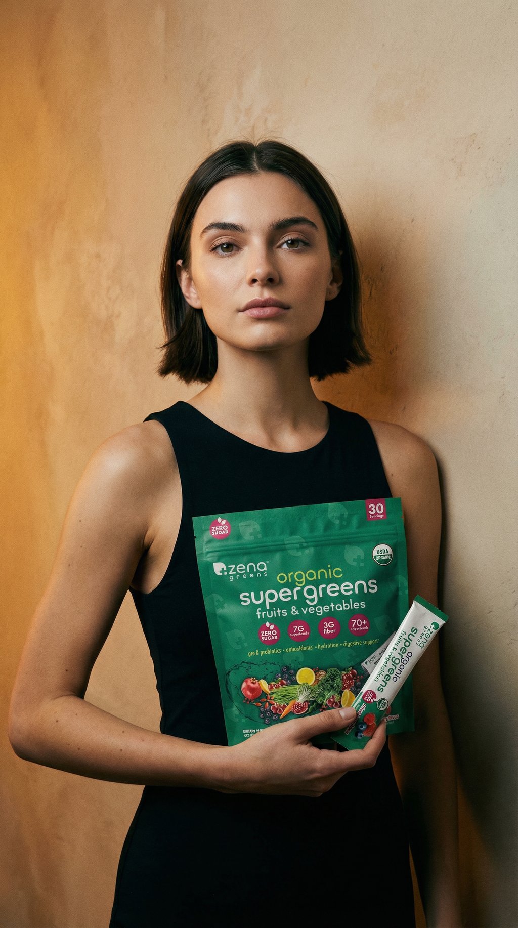 AI product shot of Supergreens Stickpack