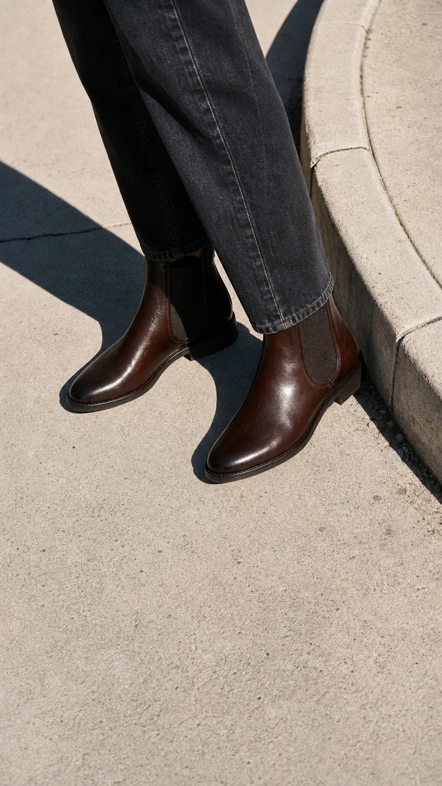 AI product shot of WRIGHT MENS BROWN VEG TAN CHELSEA BOOT