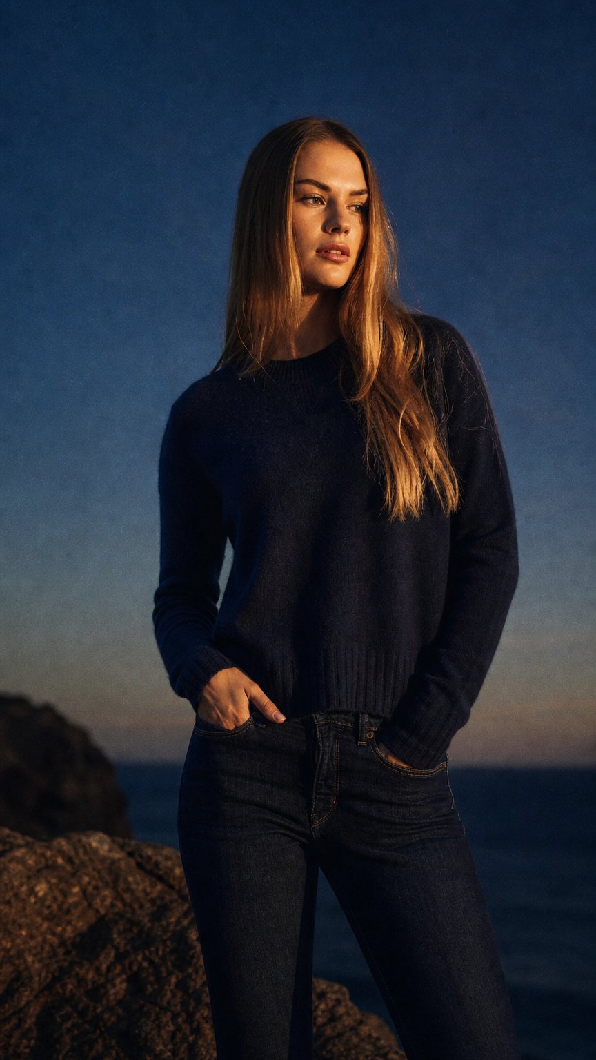 AI product shot of Sheer Luxury 7gg Cashmere Sport Crew
