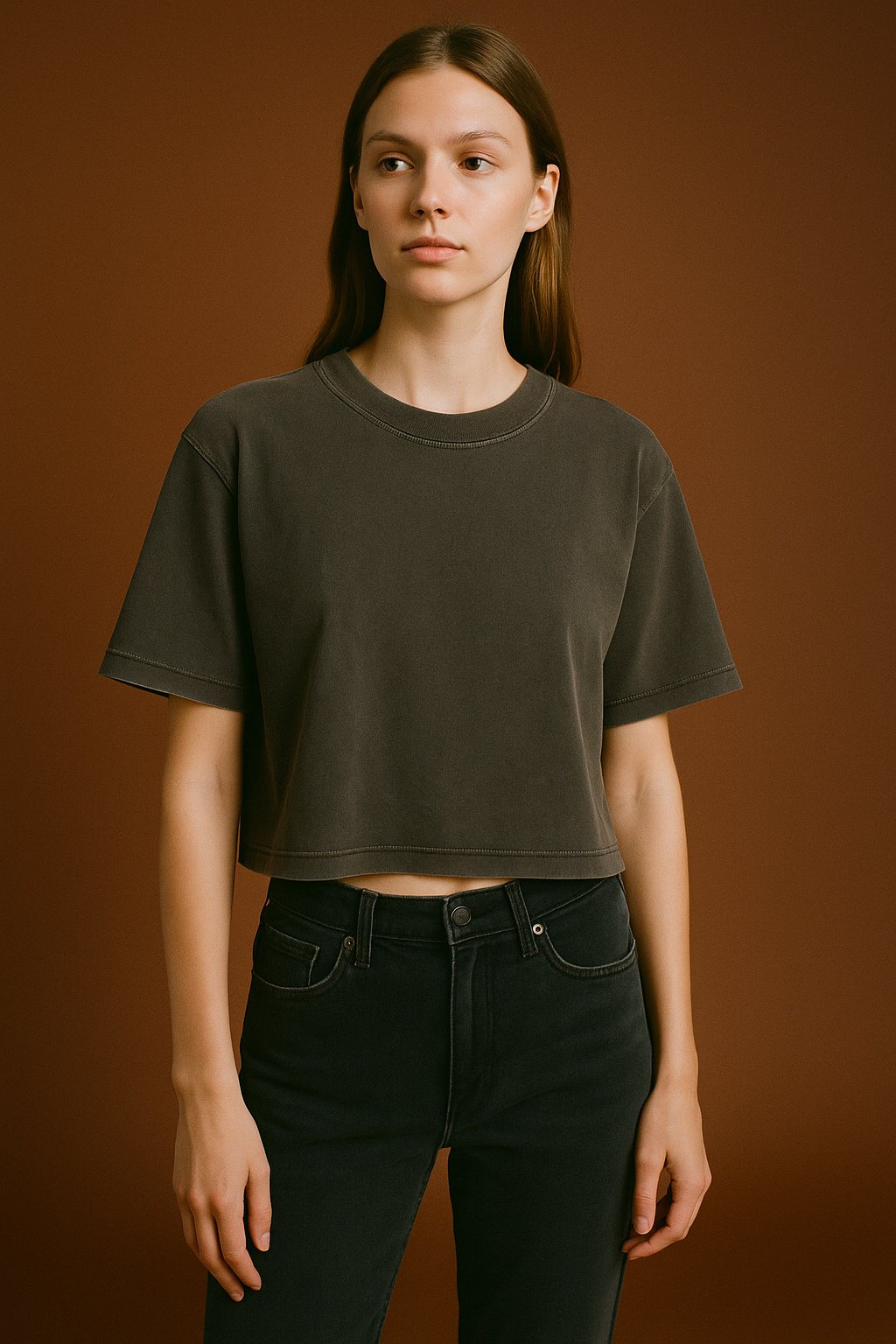 AI product shot of OVERSIZED CROP CORE TEE 3 PACK