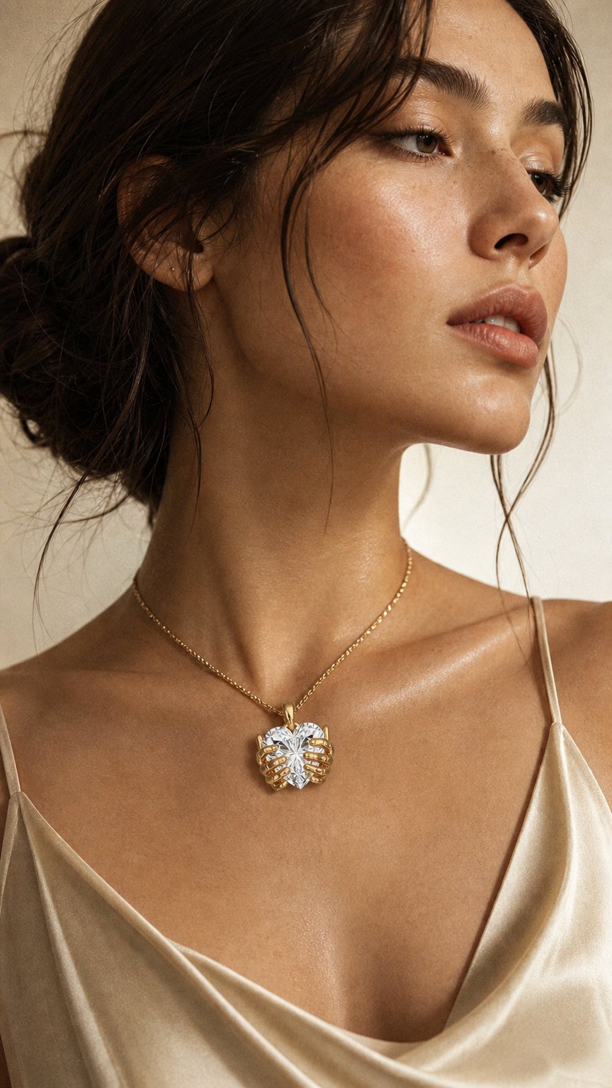 AI product shot of Chand Delore Heart Jewelry
