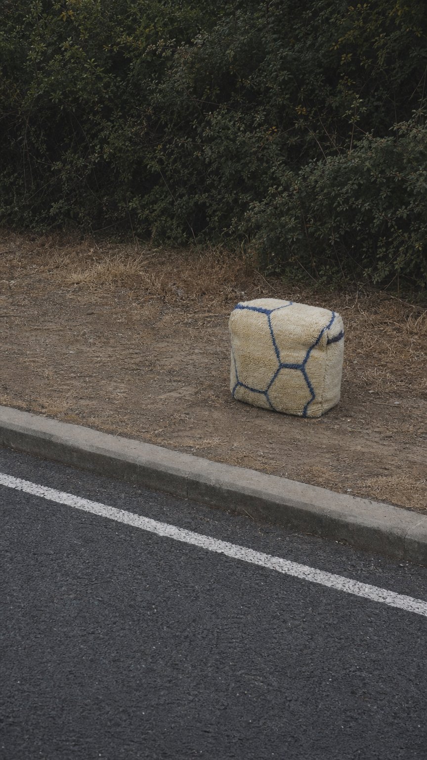 AI product shot of Beni Ourain Pouf – Ayyur