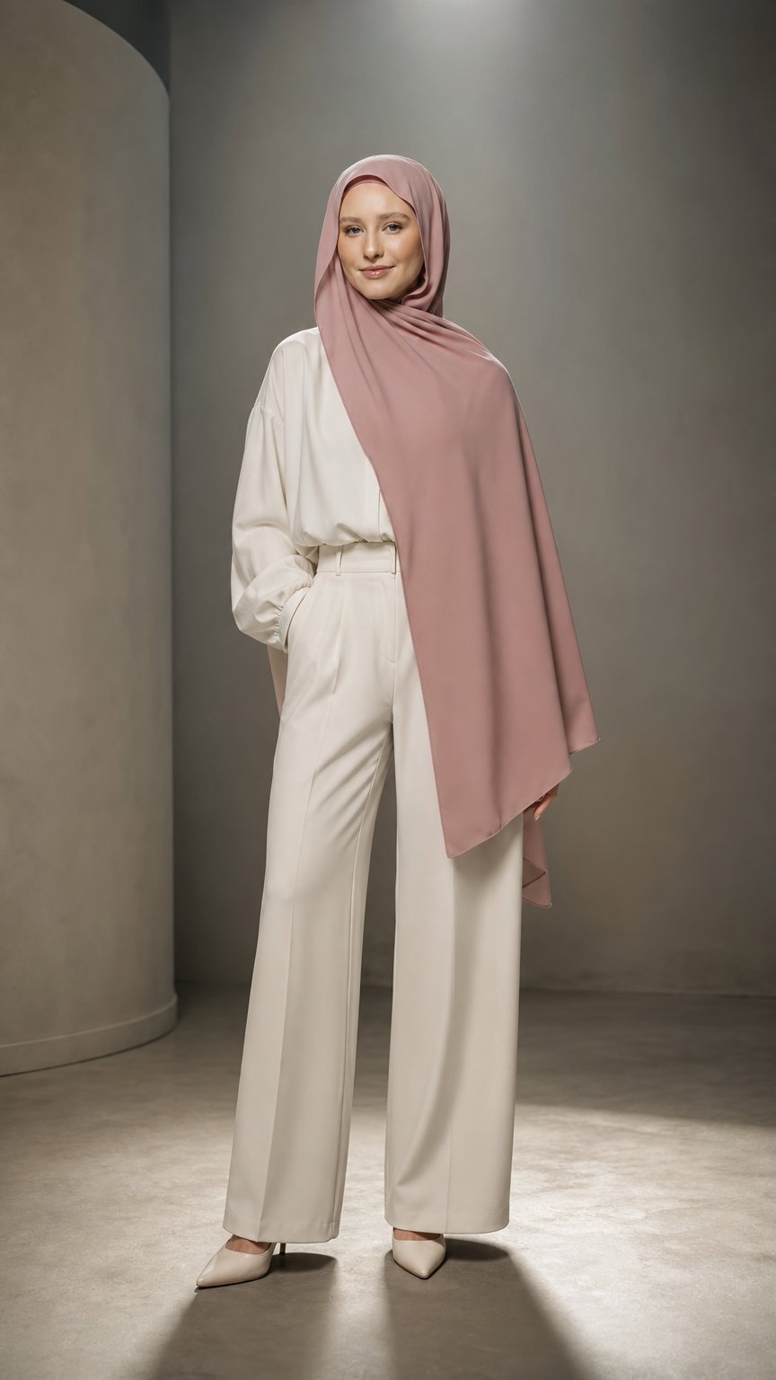 AI product shot of Blush — Instant Chiffon Hijab with Built-in Magnets