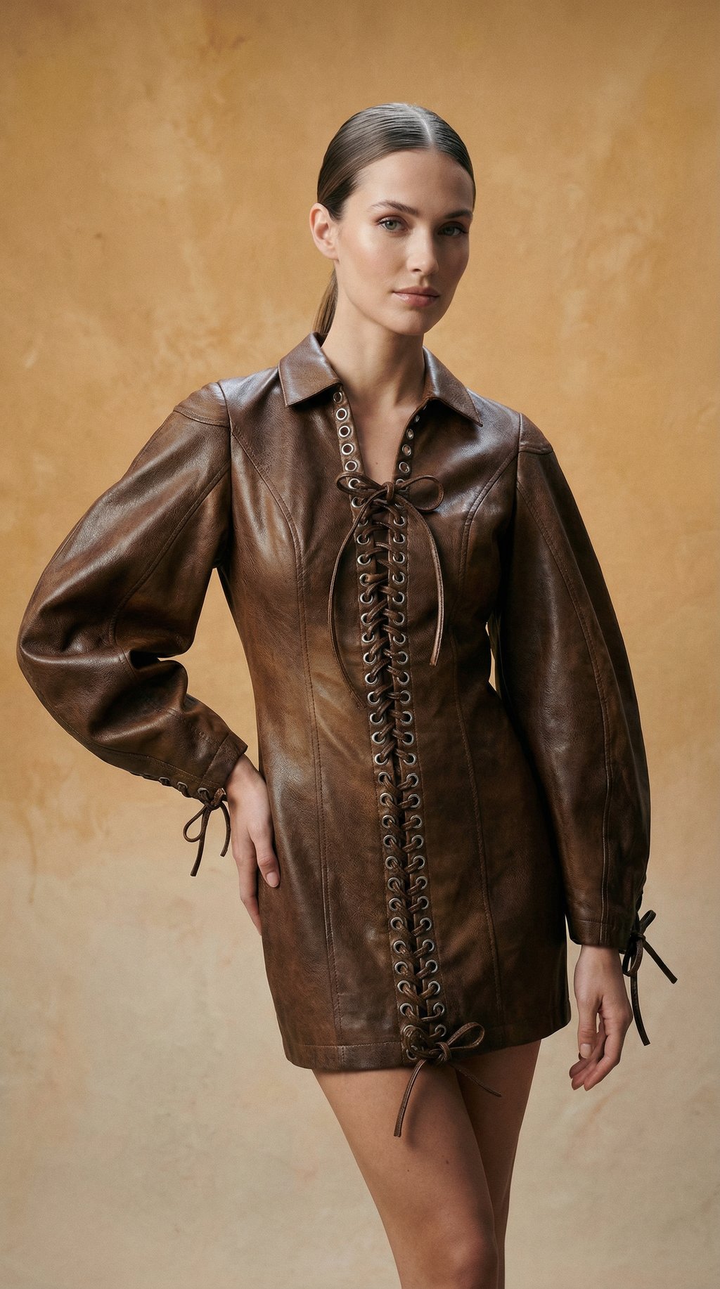 AI product shot of Mini-Dress aus veganem Leder (Gr. 36 FR)