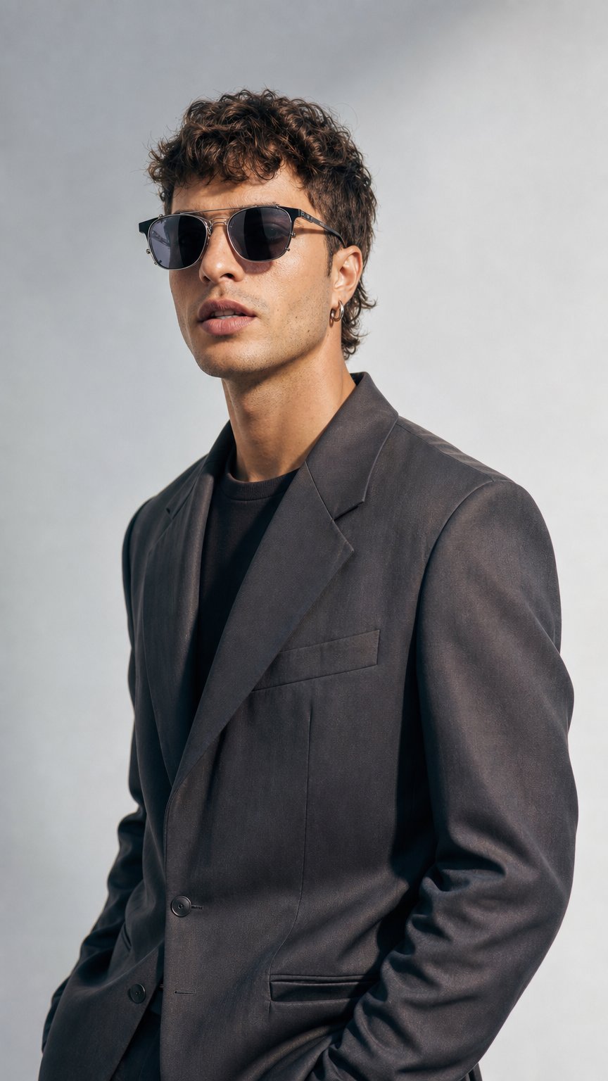 AI product shot of משקפי שמש קליפס Dalston כסוף
