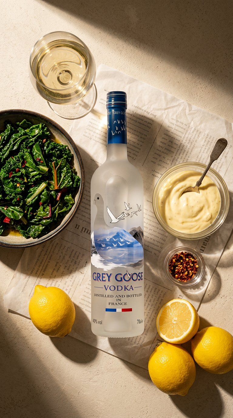 AI product shot of GREY GOOSE VODKA 0,7 L