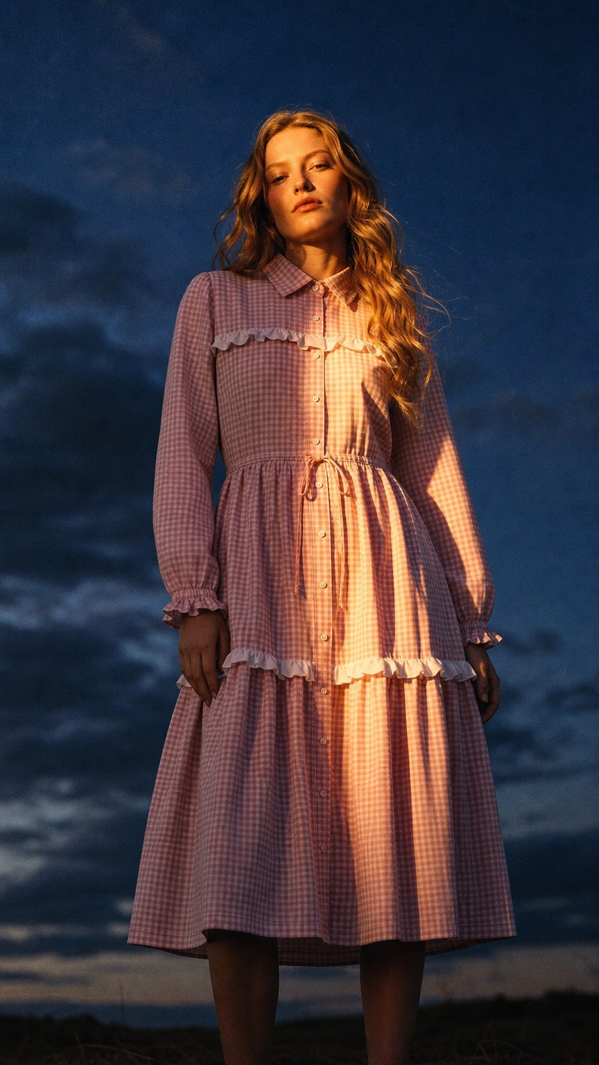 AI product shot of Flora Maxi Dress in Pink Gingham - PRE ORDER