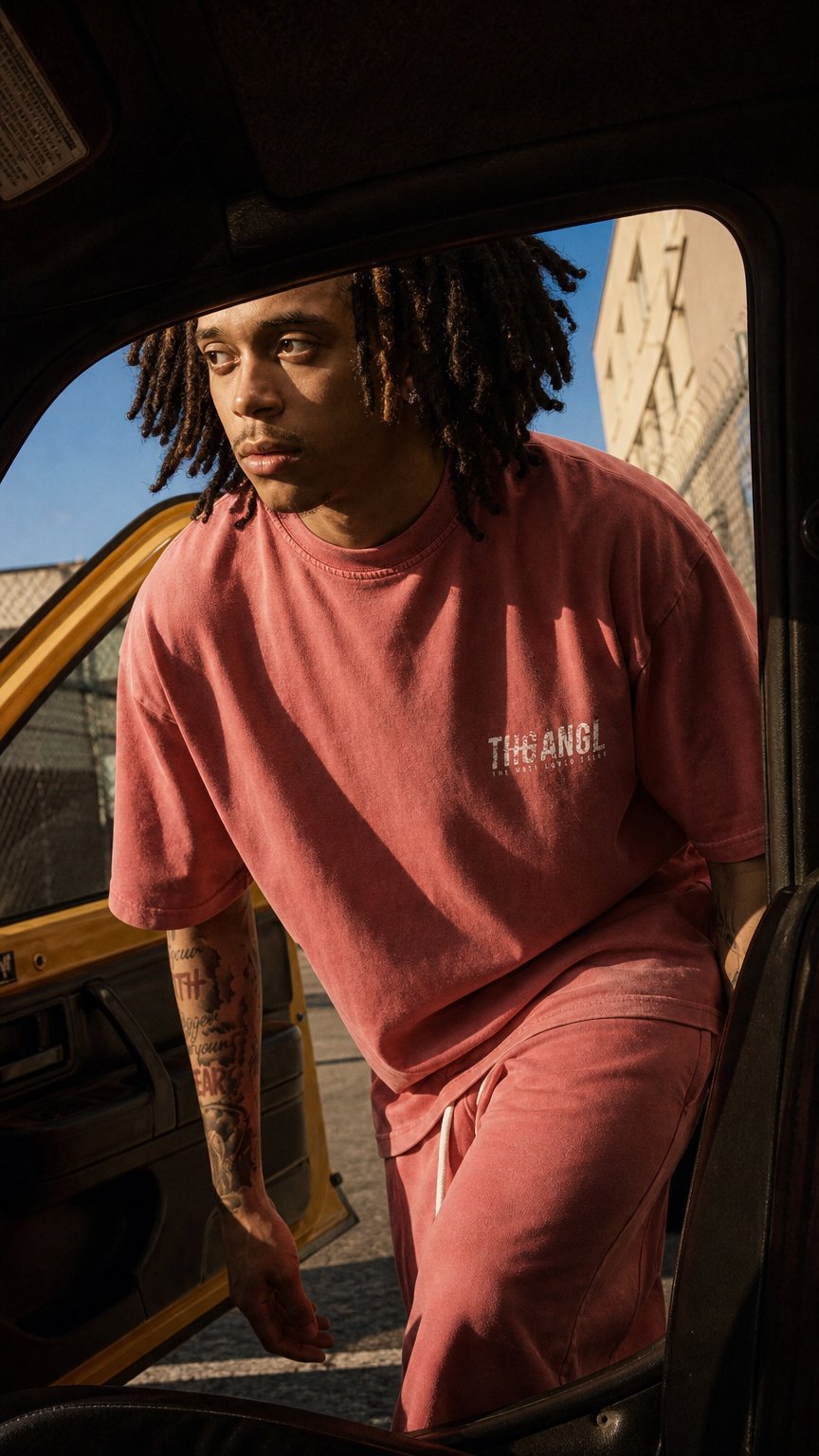 AI product shot of Washed Uniform T-Shirt - Pink