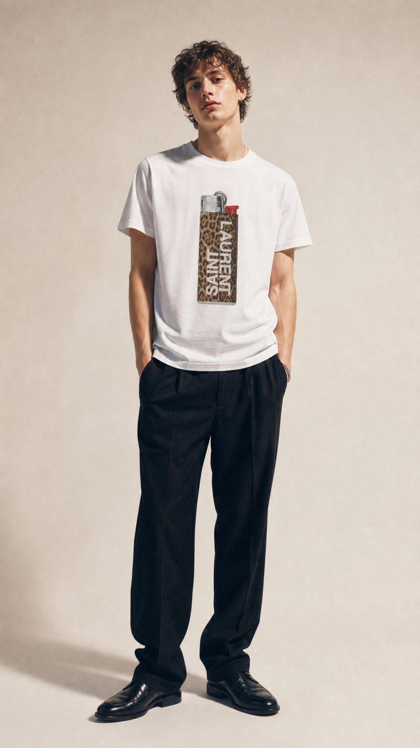 AI product shot of Léopard lighter Graphic tee shirt