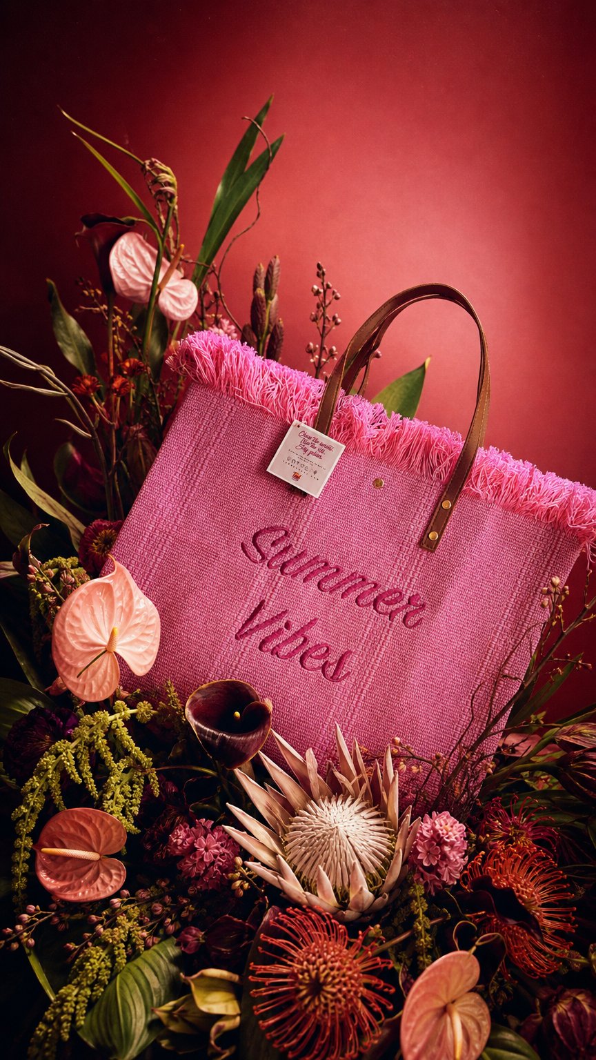AI product shot of Summer Vibes Beach Tote