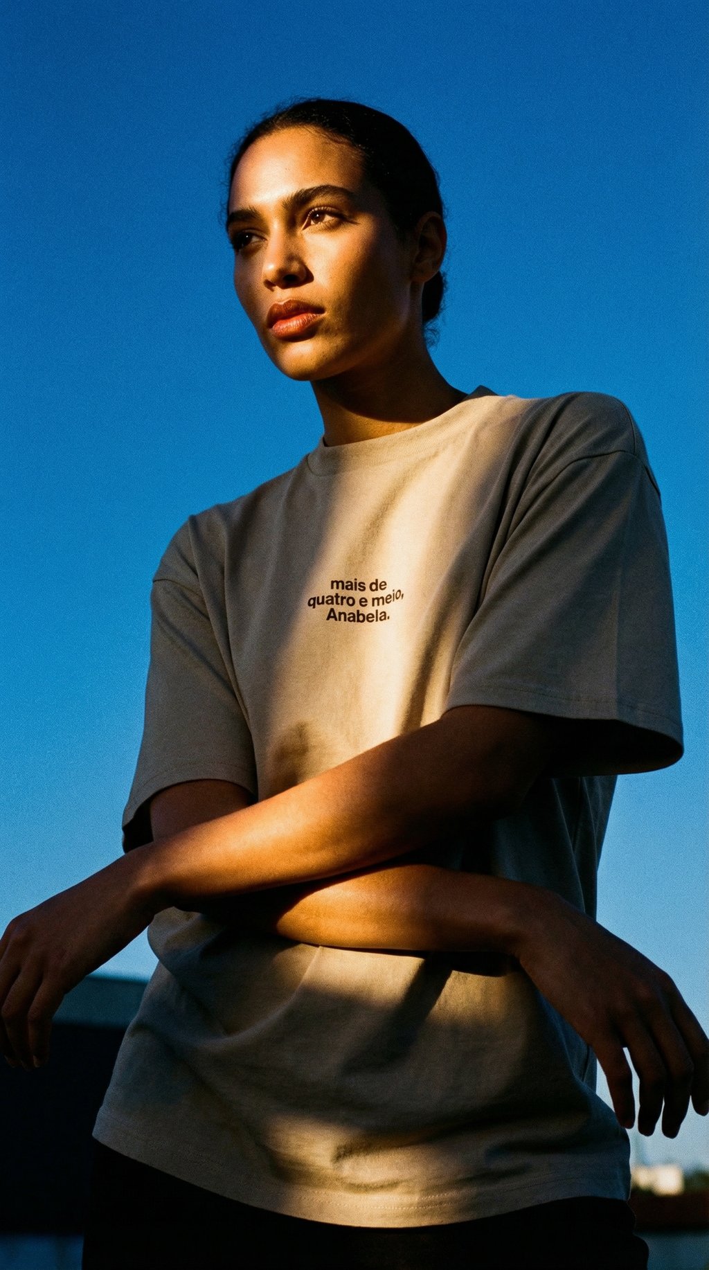 AI product shot of T-shirt Anabela Malhadas