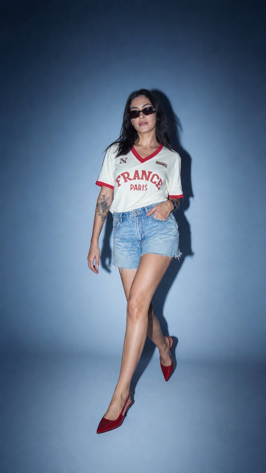 AI product shot of Maku | France V-neck Tee