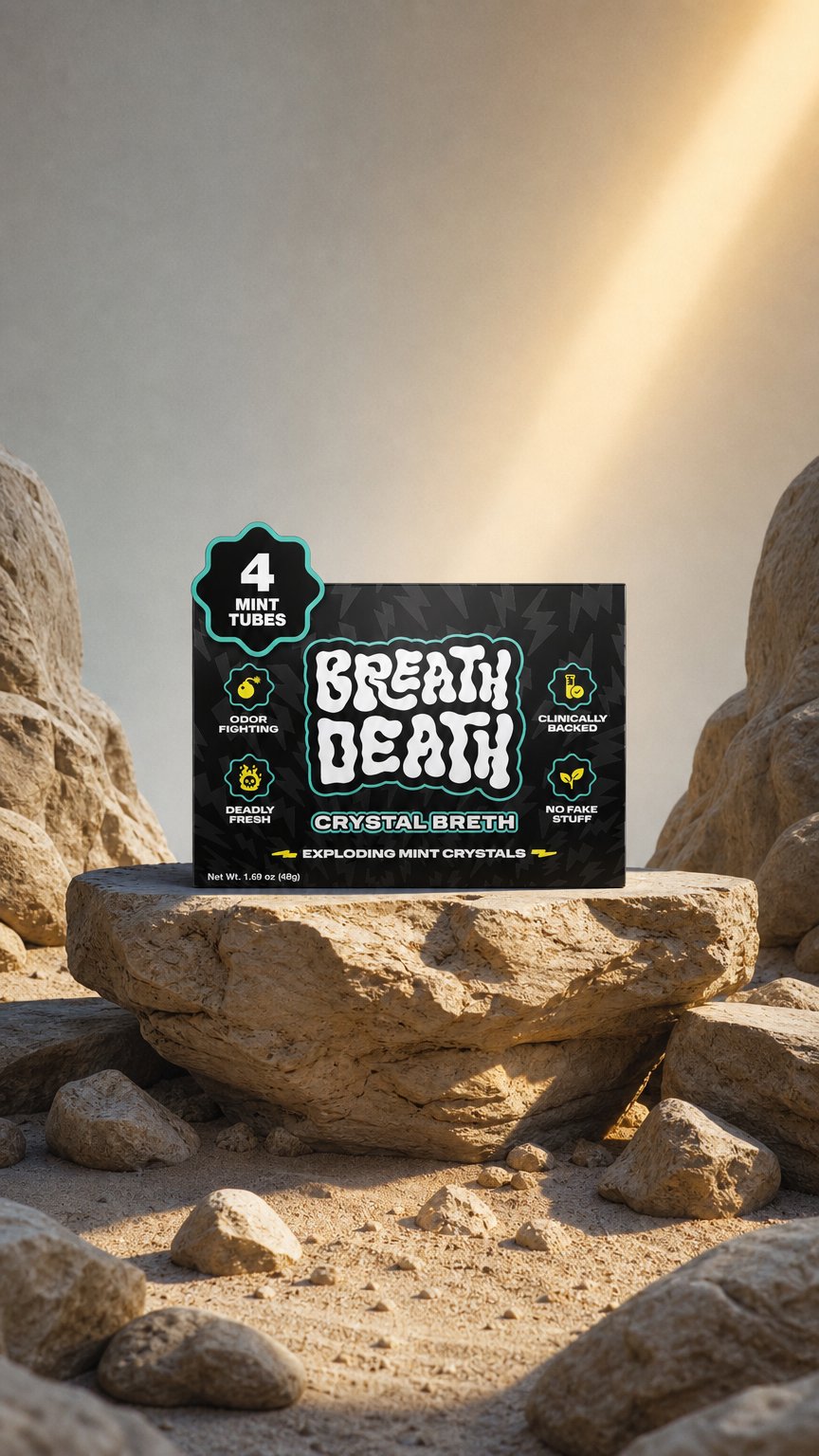 AI product shot of Exploding Mint Crystals - Peppermint