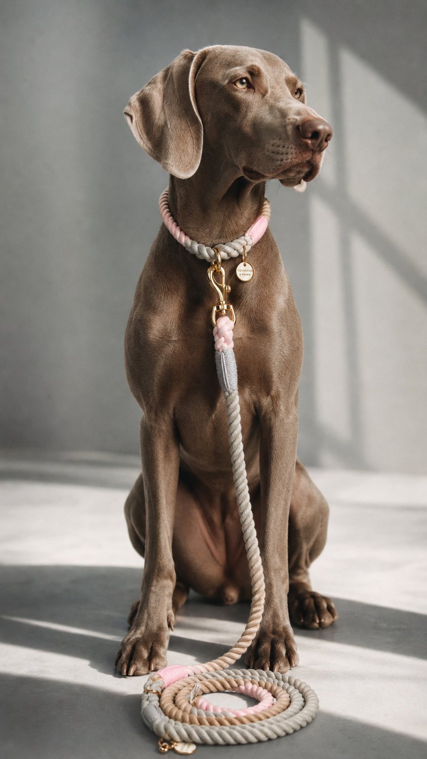 AI product shot of ロープリード 120cm CLAY PINK(クレイピンク) 中型犬・大型犬向け