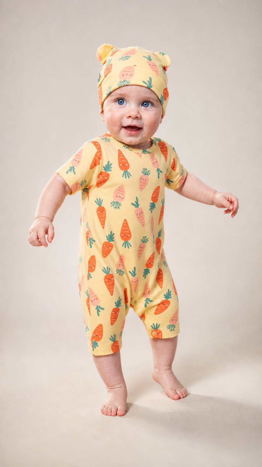 AI product shot of Happy Carrot Romper