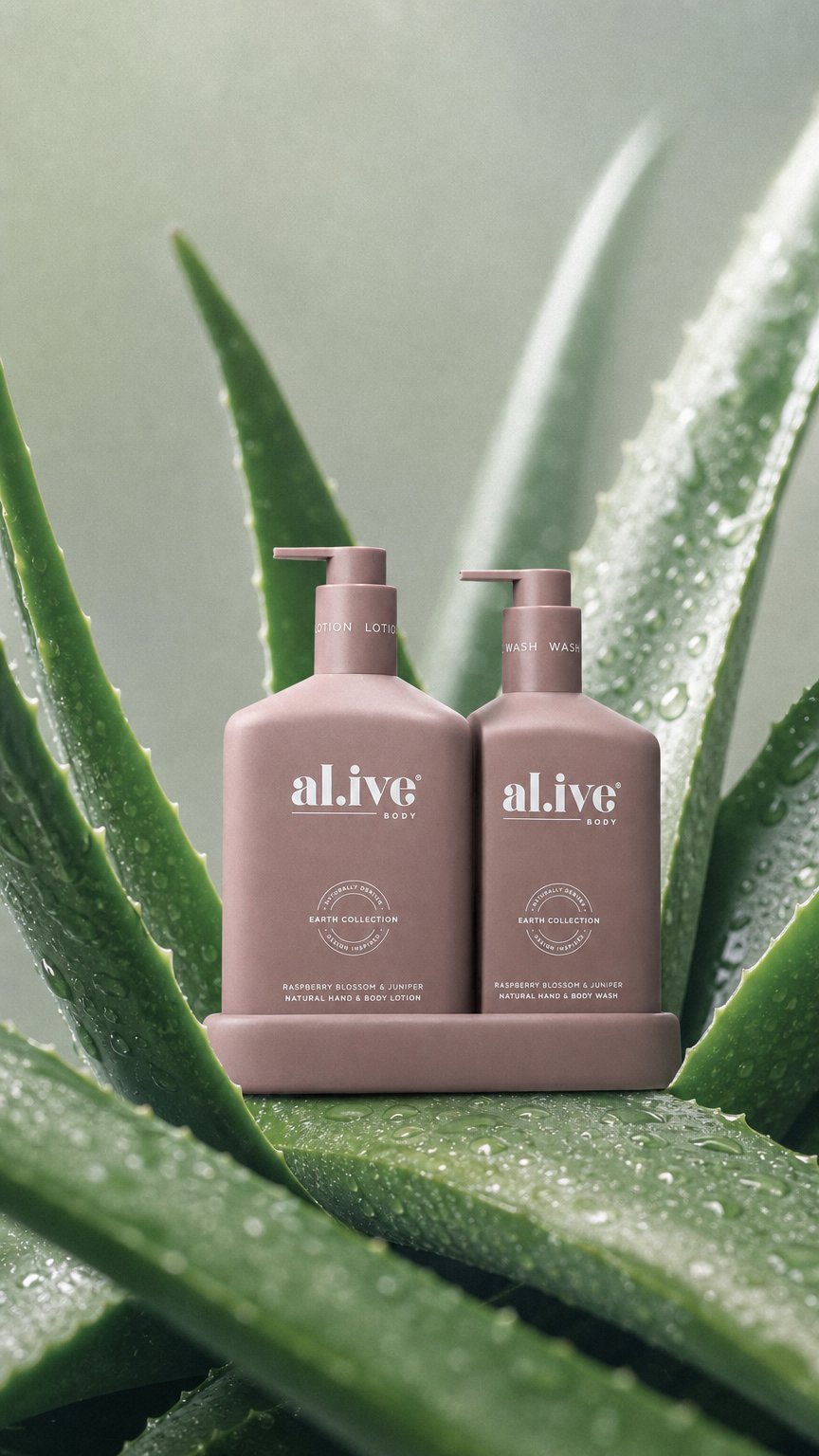 AI product shot of Al.ive Wash & Lotion Duo Raspberry Blossom & Juniper