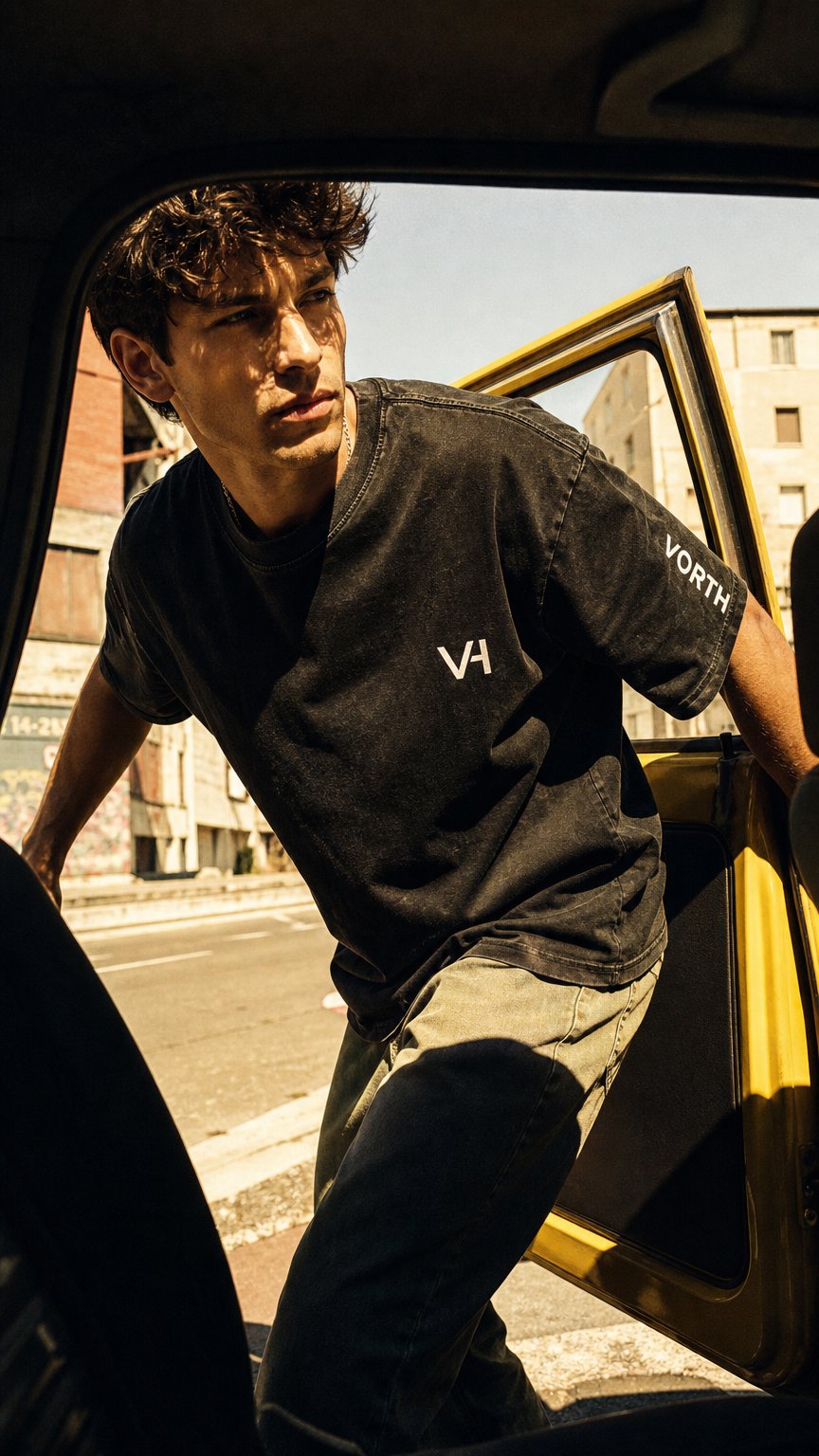 AI product shot of NO SHORTCUTS Snow-Washed Oversized Tee