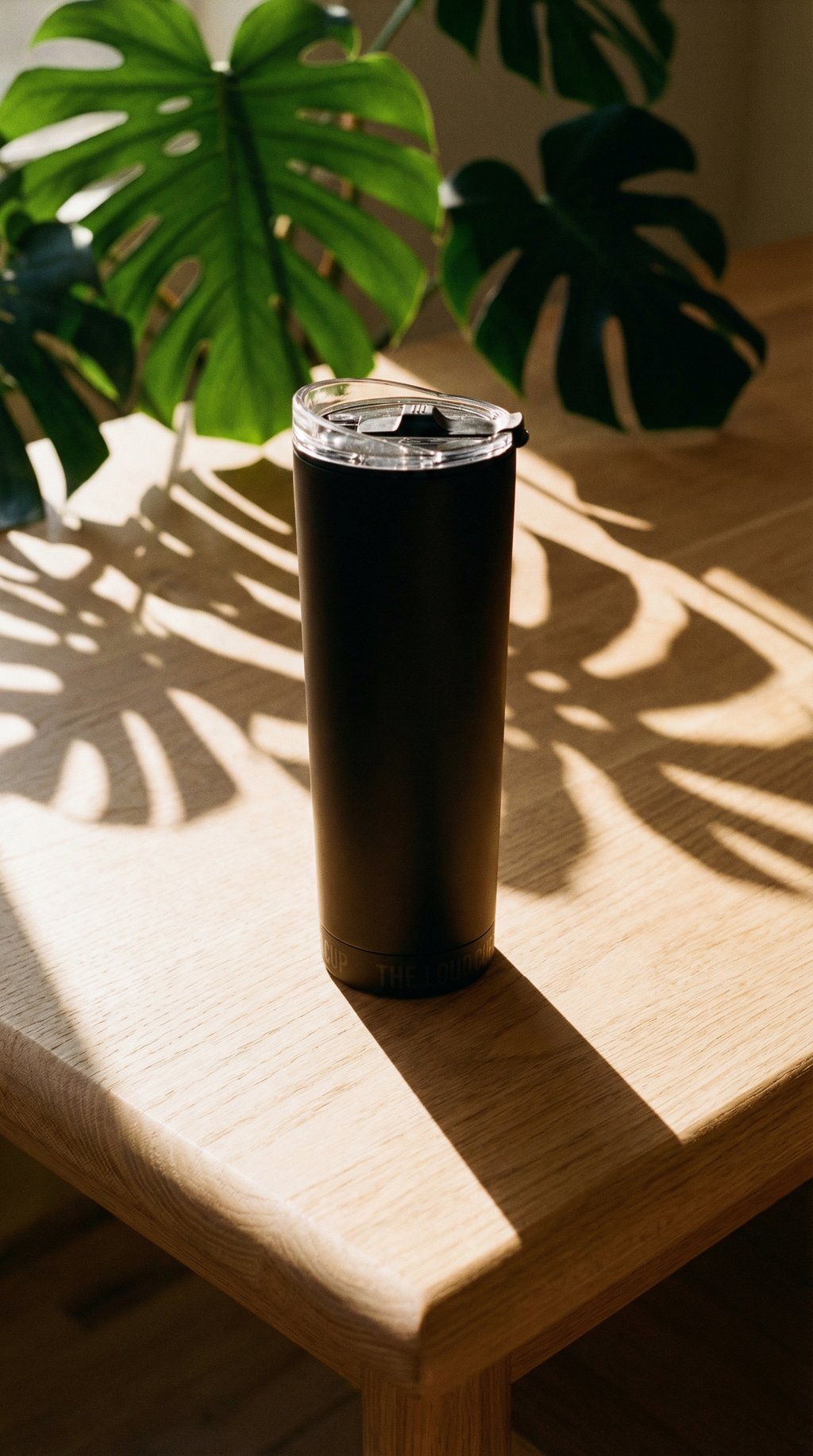AI product shot of Jet Black LoudCup
