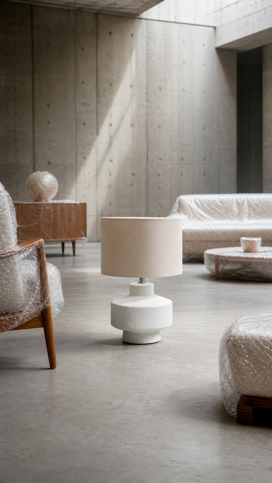 AI product shot of Elure White Crackle Effect Table Lamp