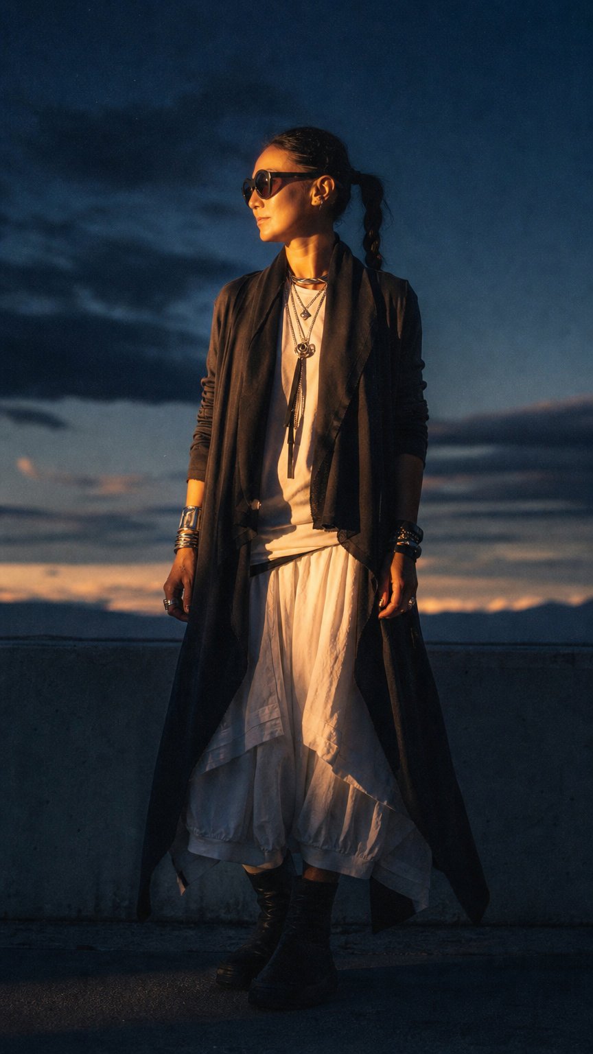 AI product shot of 【NOSTRASANTISSIMA】 ASYMMETRY BACK CROSS CARDIGAN TS24_BLACK