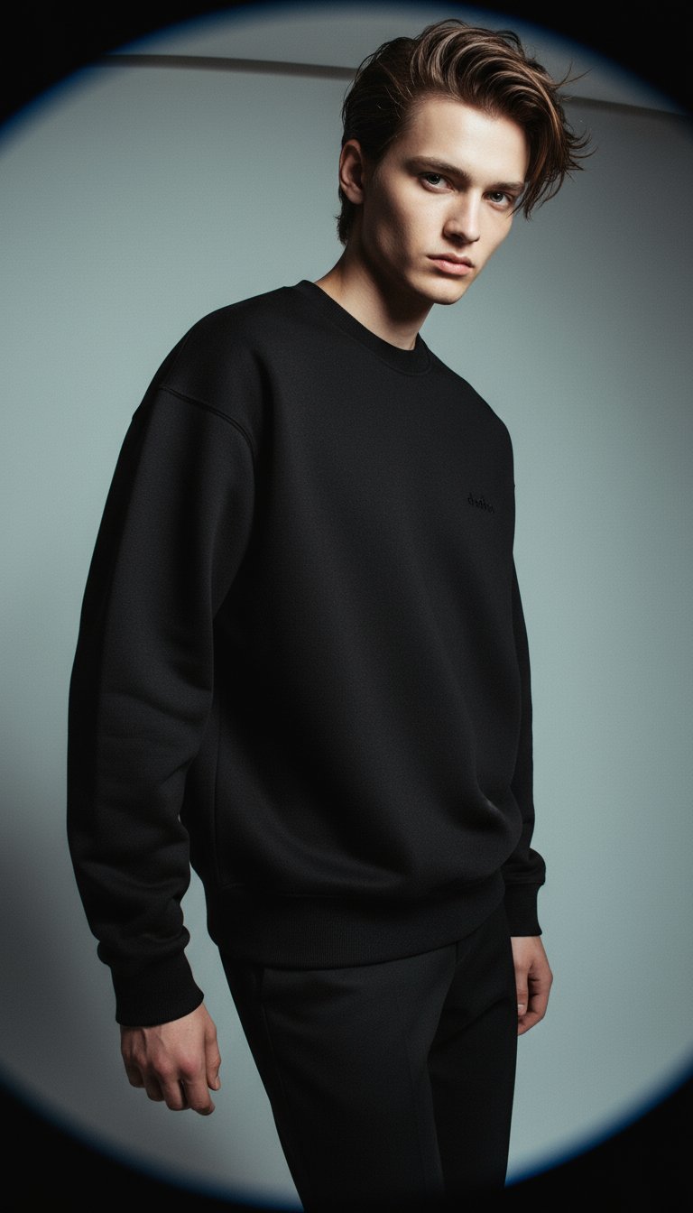 AI product shot of Lounge Crewneck - BLACK