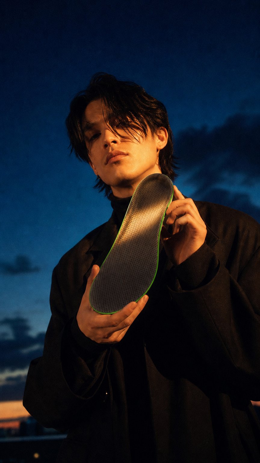 AI product shot of Akrolimb custom 3D printed insoles