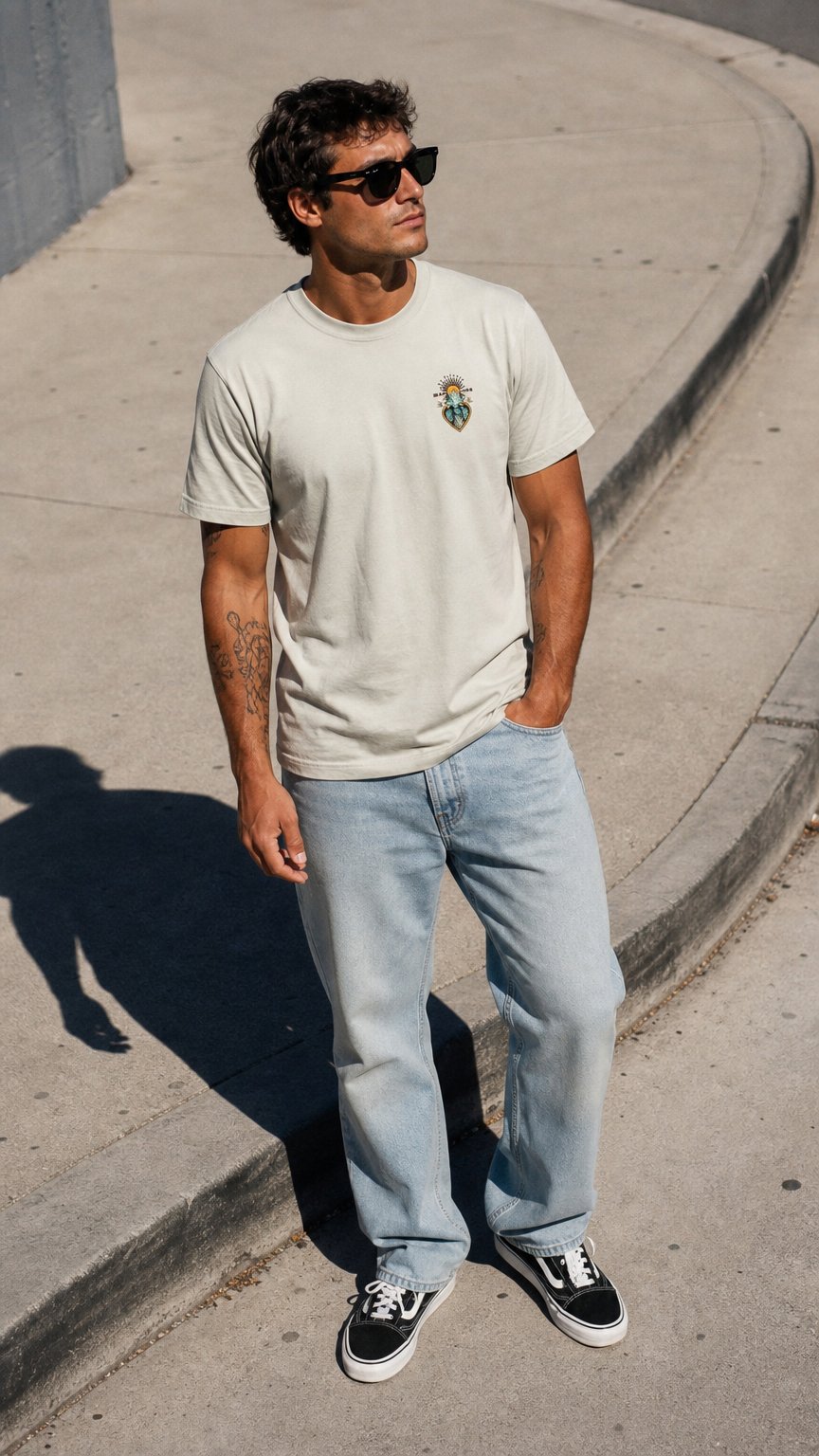 AI product shot of Baja Llama Cream Agave Printed Premium Cotton Graphic Tee