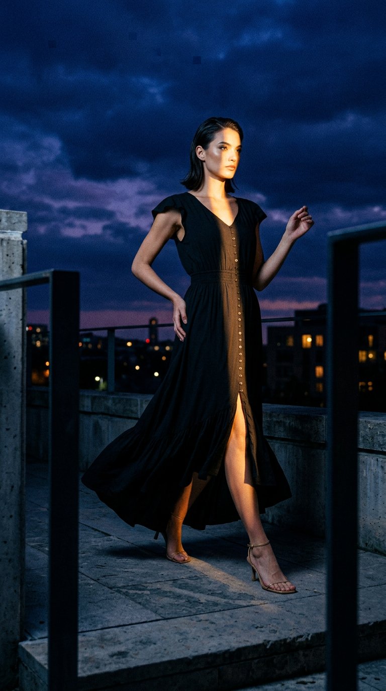 AI product shot of Black Hollie Boho Dress