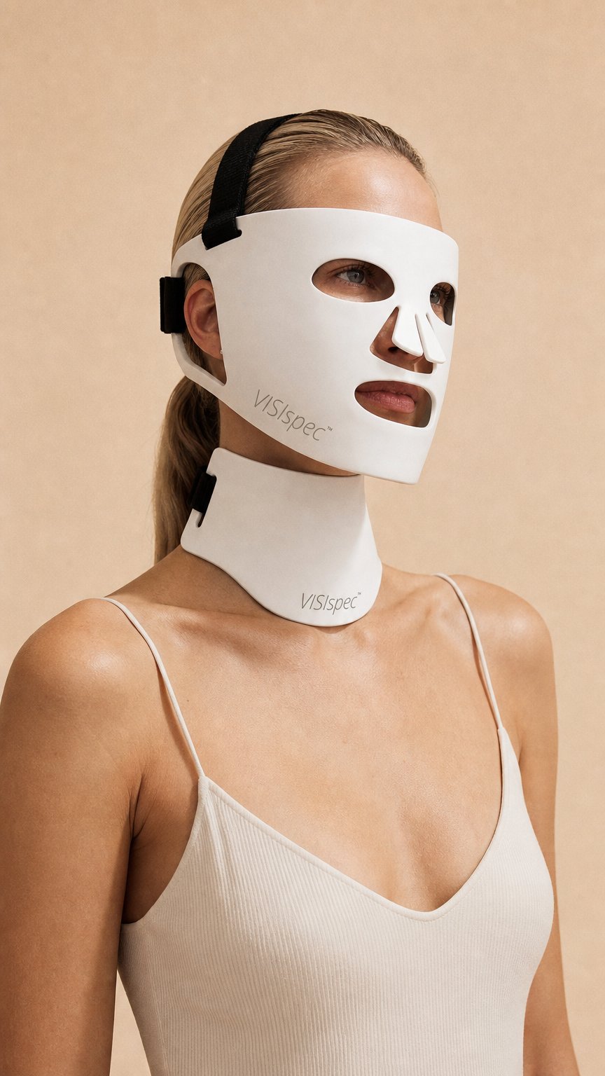 AI product shot of LED Light Therapy Silicone Face and Neck Mask SET (4 Colors)