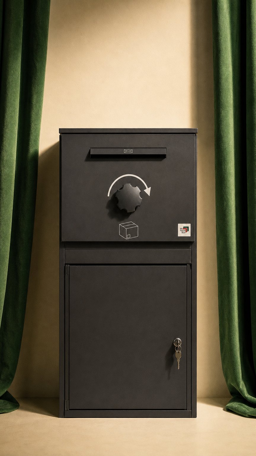 AI product shot of My Parcel Box IMPERATOR Paketbox XXL Paketbriefkasten für extra große Pakete | einzigartiges Schubladensystem, hochwertige Stahlkonstruktion im modernen Design, langlebige Qualität | wetterfest & sicher - mehr Platz geht nicht!