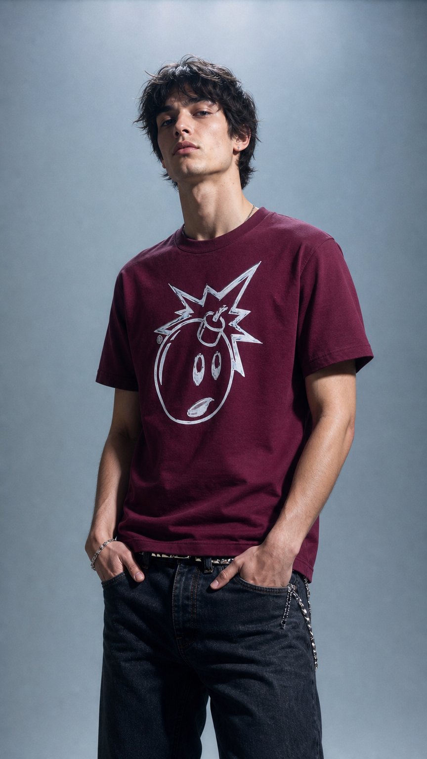AI product shot of The Hundreds Chrome Adam T-Shirt Burgundy