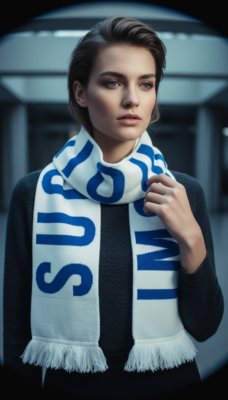 AI product shot of Finland Scarf, White