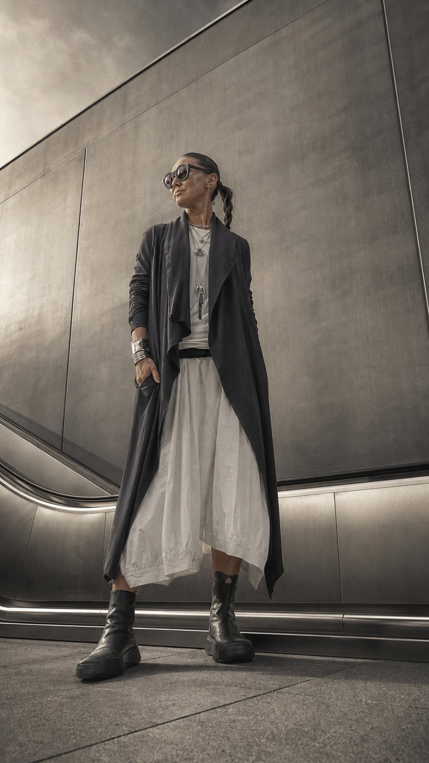 AI product shot of 【NOSTRASANTISSIMA】 ASYMMETRY BACK CROSS CARDIGAN TS24_BLACK