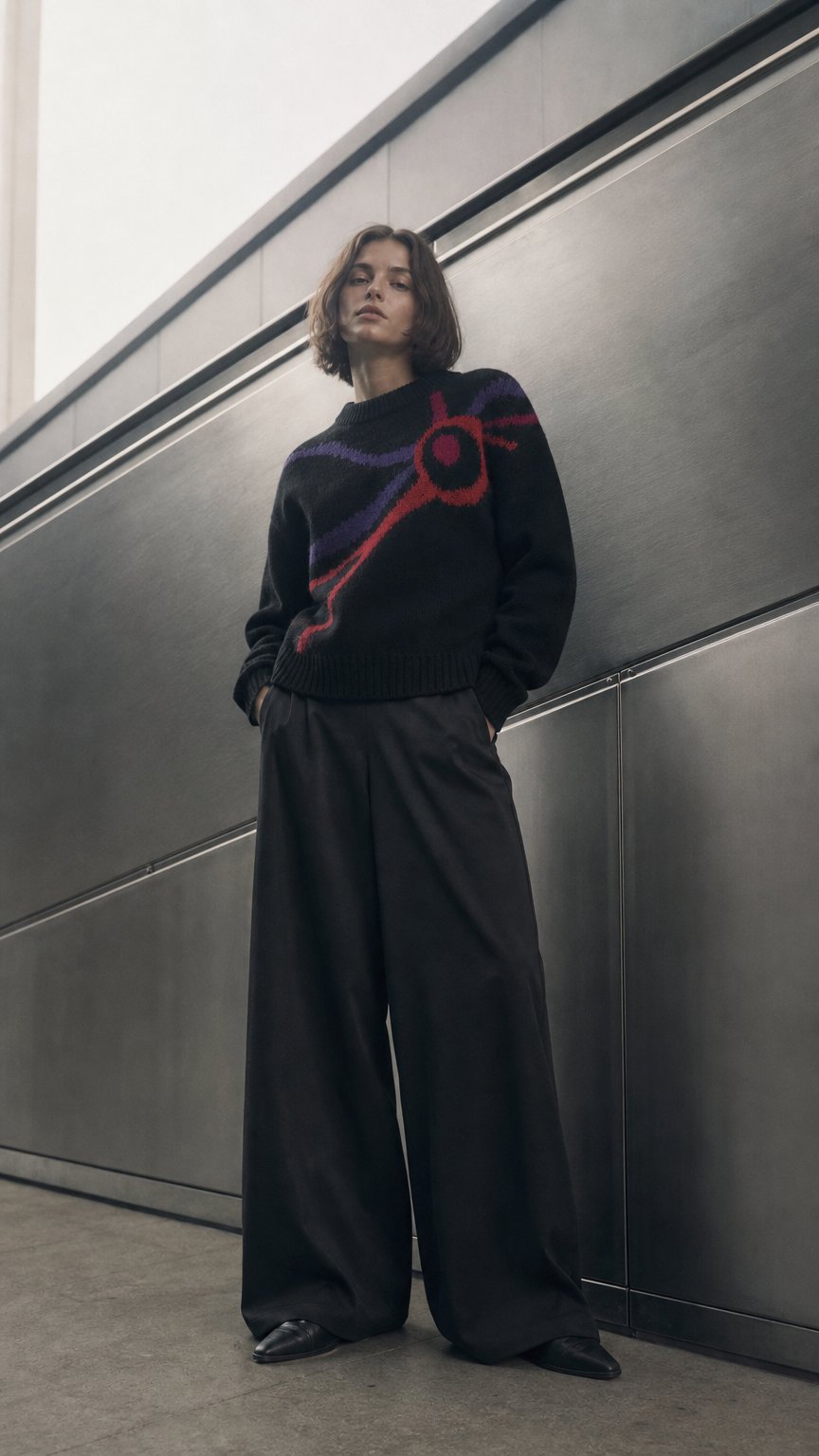 AI product shot of SWEATER WITH MULTI COLOR DETAILS