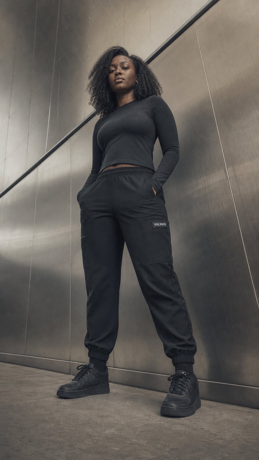 AI product shot of Nikki Curvy Cargo Scrub Jogger