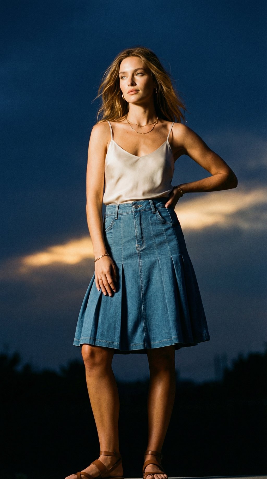 AI product shot of denim skirt camille