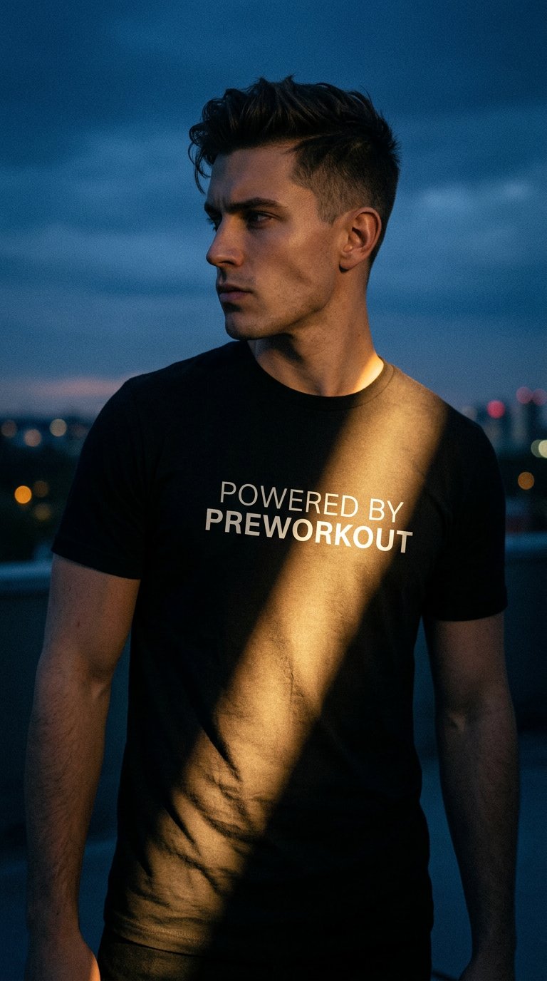 AI product shot of Powered By Preworkout Tee
