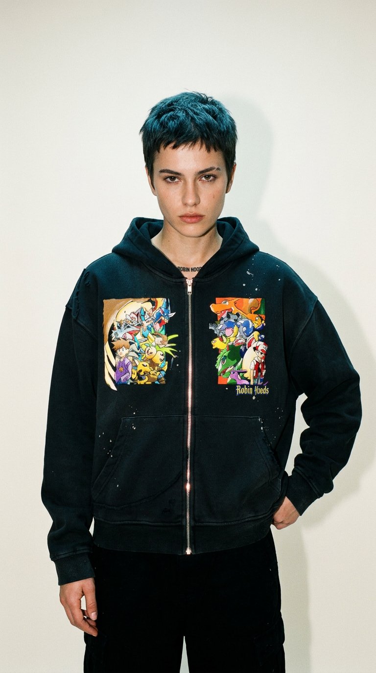 AI product shot of Pocket monsters hoodie.