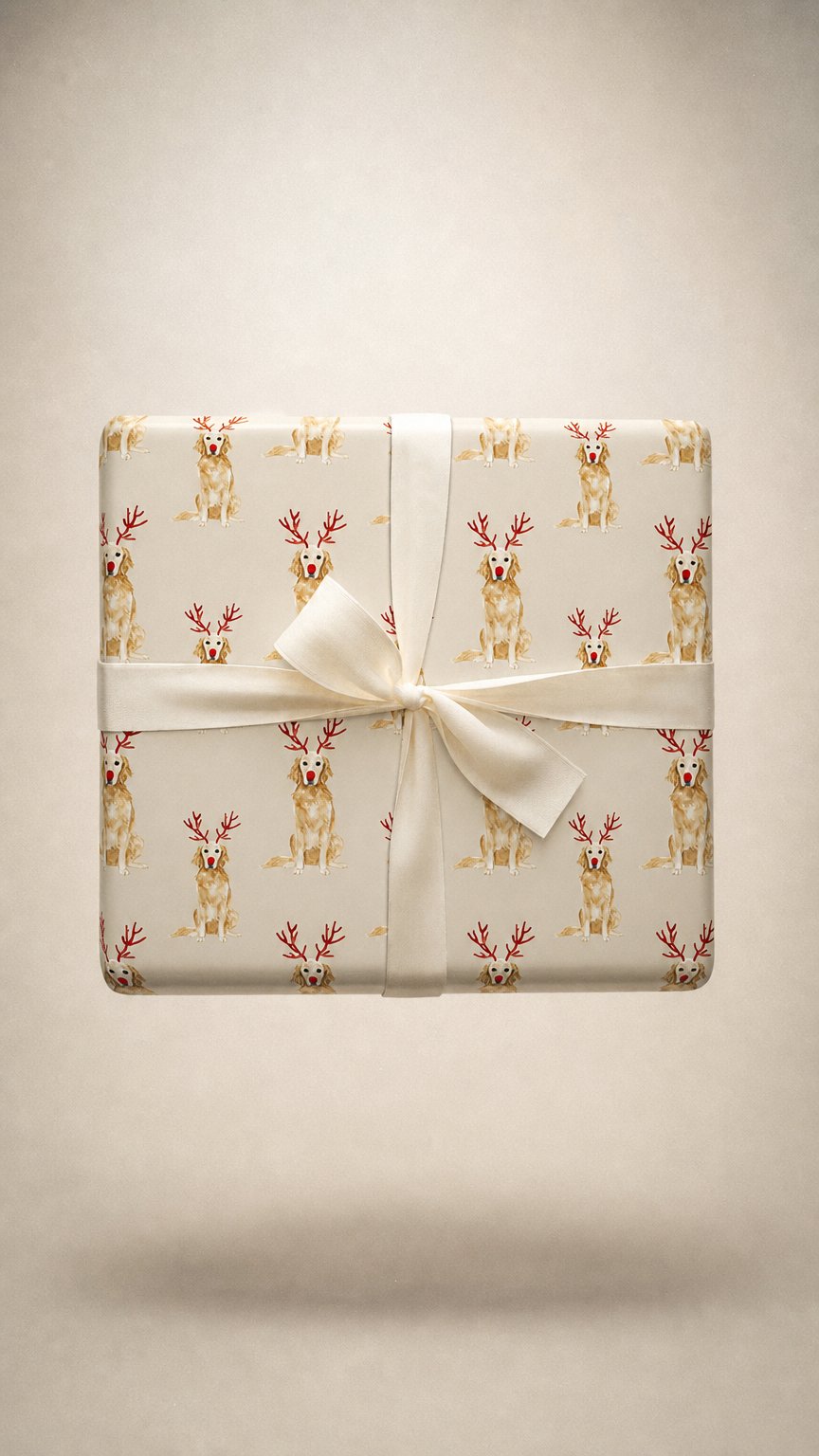 AI product shot of Rudolph Golden Retrievers
