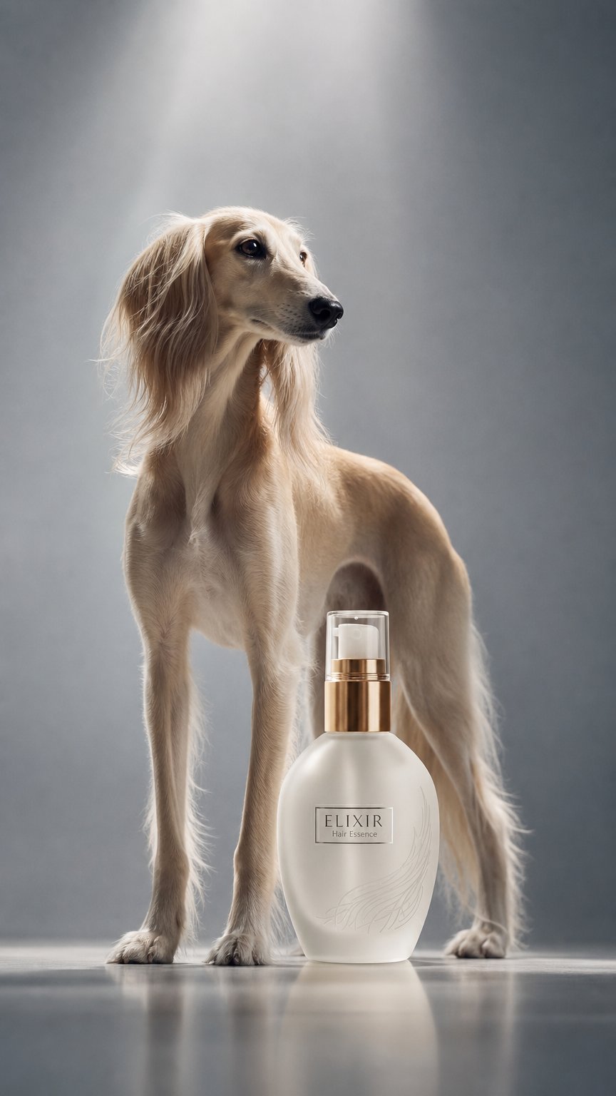 AI product shot of 반려동물 털 윤기 오일 에센스