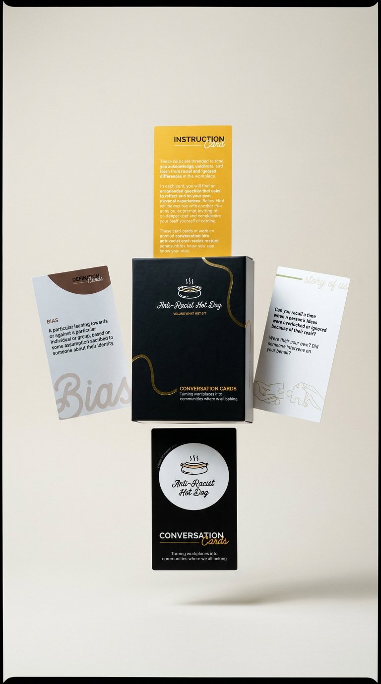 AI product shot of Anti-Racist Hot Dog Cards