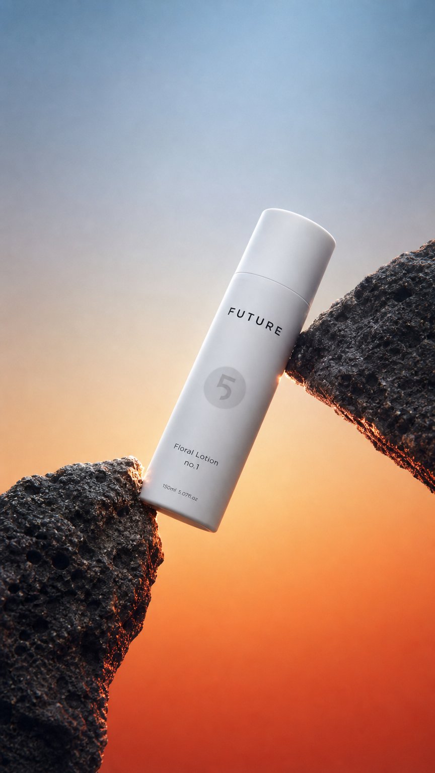 AI product shot of Future 5 Elements Floral Lotion No. 1