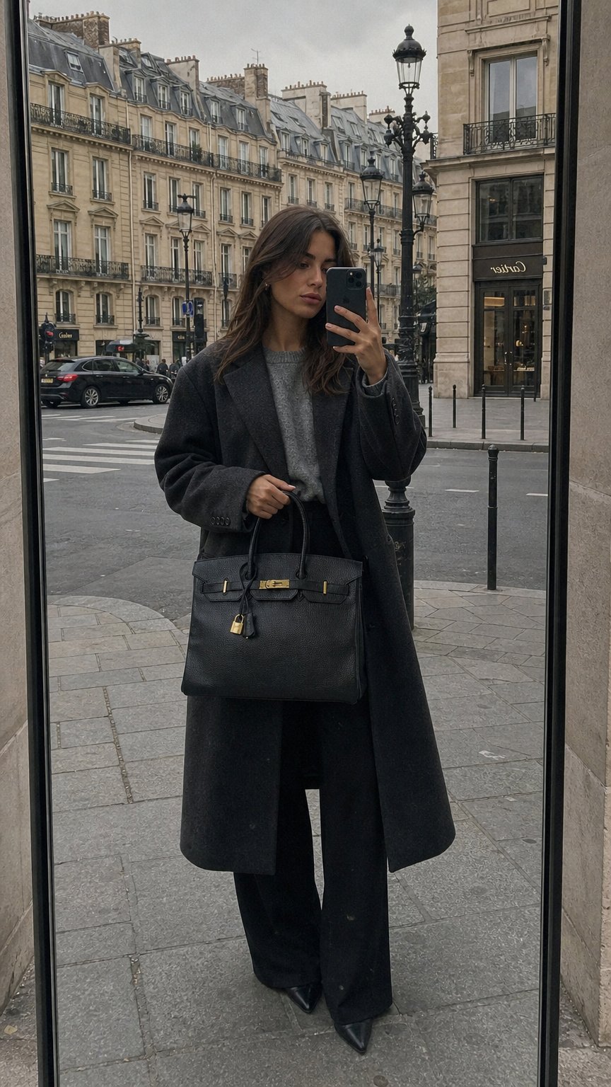 AI product shot of Birkin 35 Black Ardennes Gold Plated Z Circle Stamp