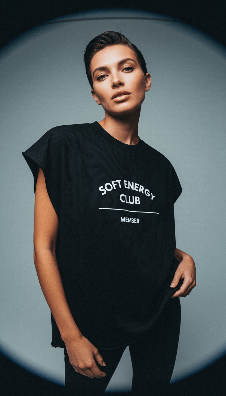 AI product shot of Soft Energy Club — Raw Edge Boxy Tee Unisex Fit